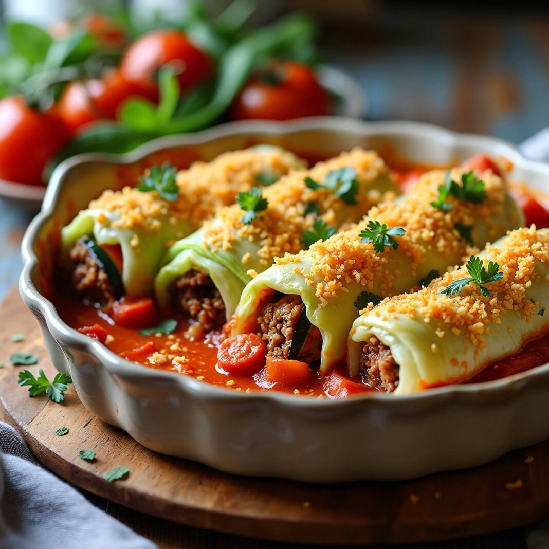 Kohlrouladen mit Gemüse-Hackfleisch-Füllung Rezept Kohlrouladen mit Gemüse-Hackfleisch-Füllung Rezept