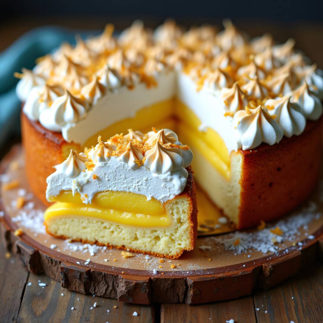 Kokos-Meringue-Kuchen mit Zitronencreme Rezept Kokos-Meringue-Kuchen mit Zitronencreme Rezept