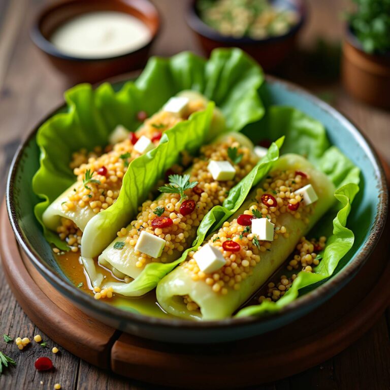 Kopfsalatröllchen mit Hirsefüllung Rezept