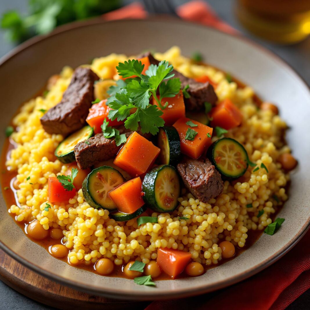 Kouski bil Lahm (Couscous mit Rindfleisch und Gemüse) Rezept Kouski bil Lahm (Couscous mit Rindfleisch und Gemüse) Rezept