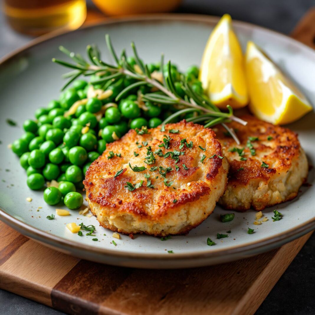 Kräuter-Koteletts mit Zitronen-Erbsen Rezept Kräuter-Koteletts mit Zitronen-Erbsen Rezept