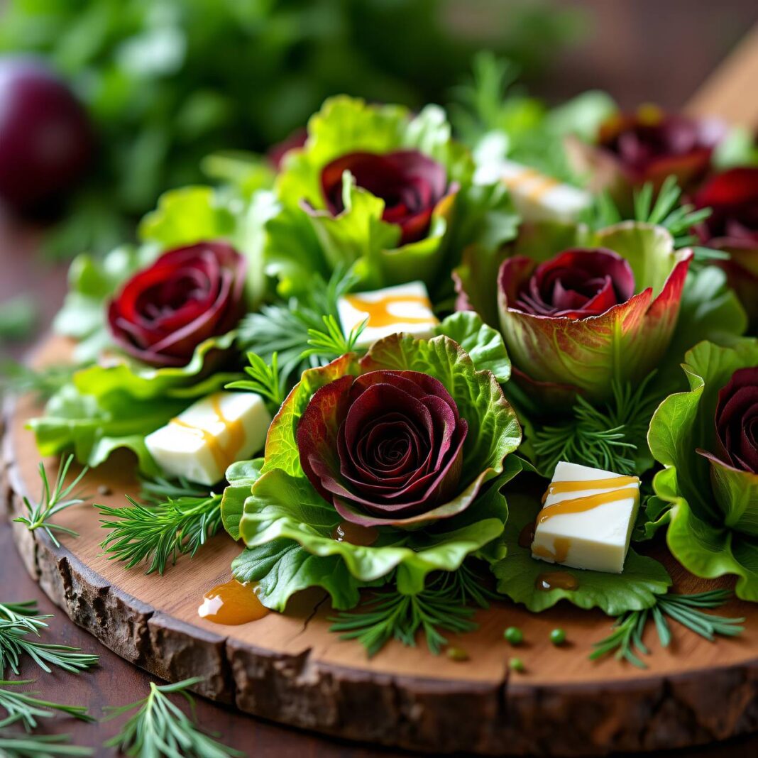 Kräutersalat mit Ziegenkäse an Feigensenfsauce Rezept Kräutersalat mit Ziegenkäse an Feigensenfsauce Rezept