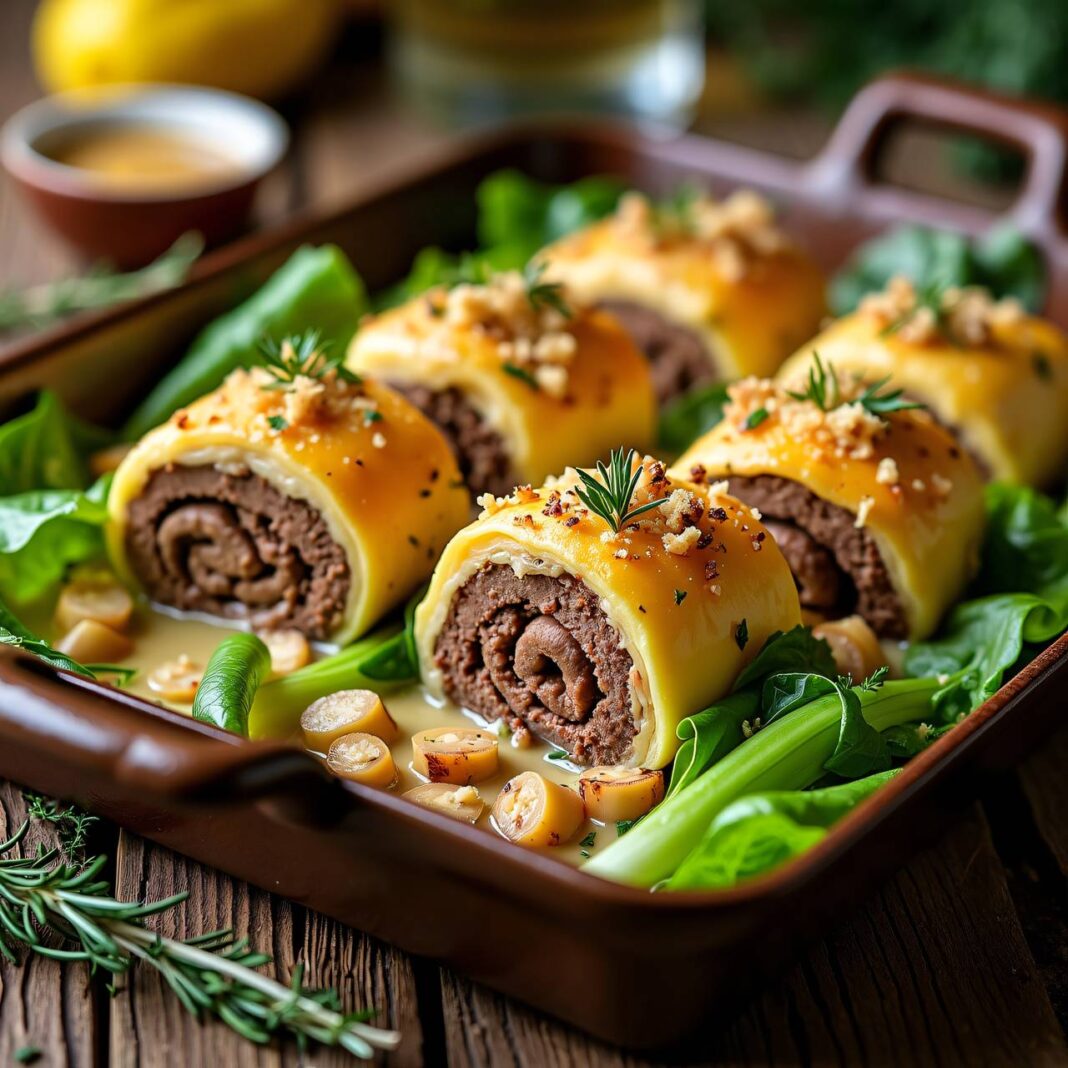 Krautstiel-Hackfleisch-Wickel Rezept Krautstiel-Hackfleisch-Wickel Rezept