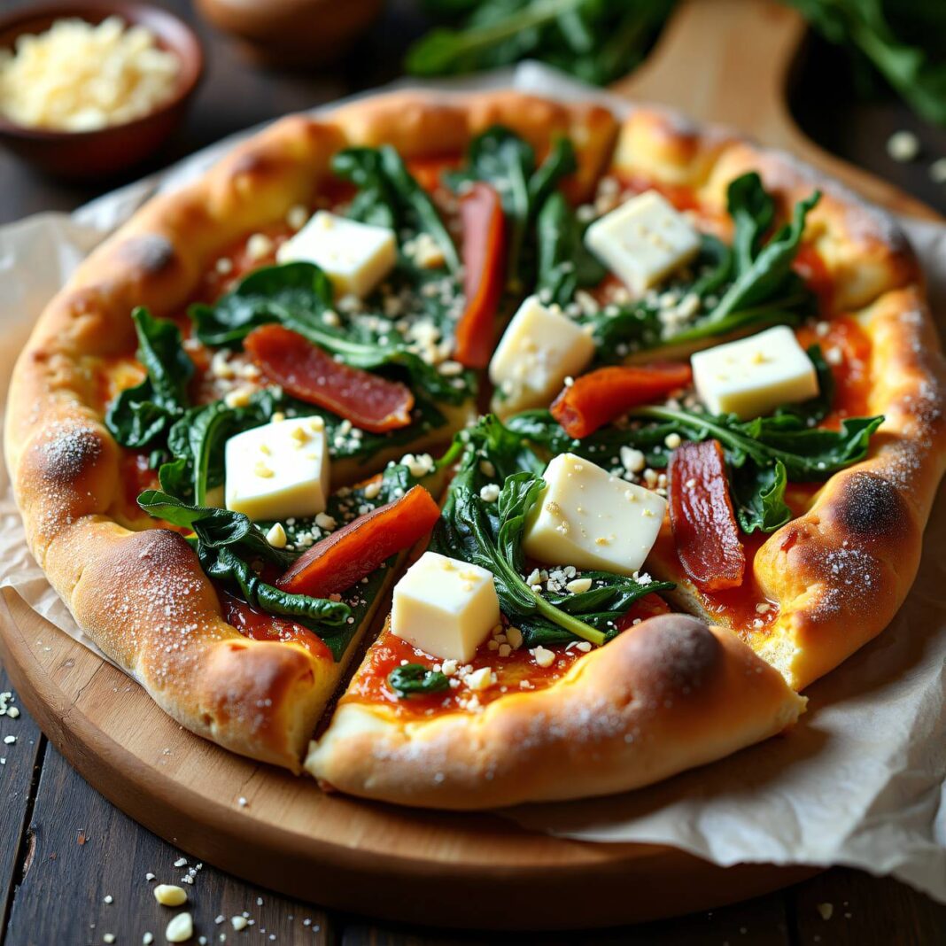 Krautstiel-Speck-Pizza Rezept Krautstiel-Speck-Pizza Rezept