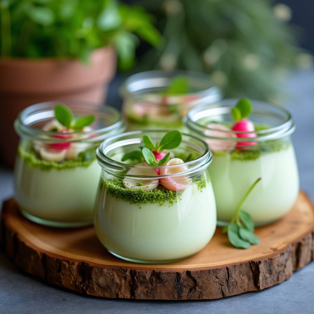 Kresse-Panna-cotta mit eingelegtem Gemüse (Low Carb) Rezept Kresse-Panna-cotta mit eingelegtem Gemüse (Low Carb) Rezept