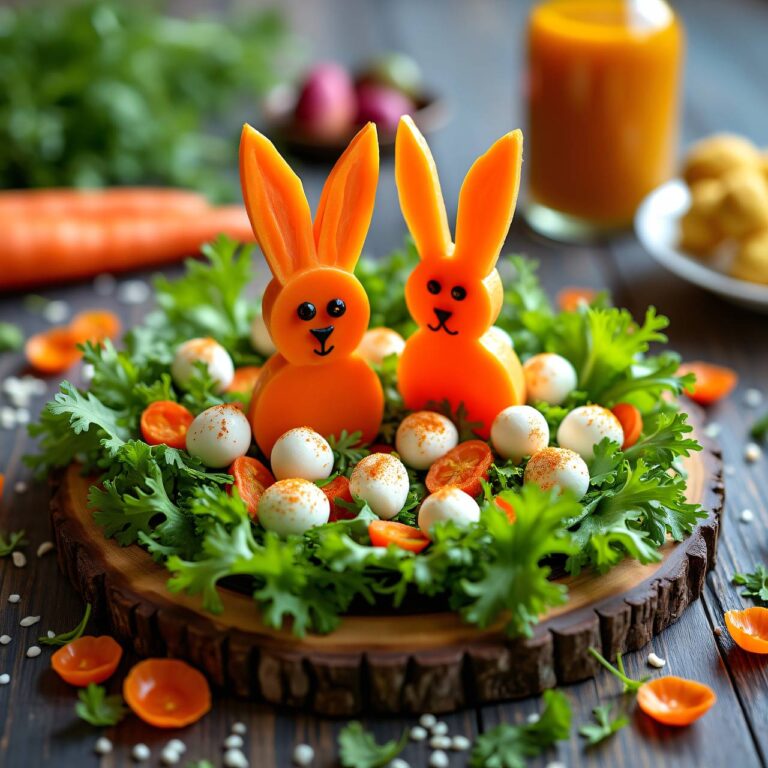 Kresse-Salat mit Karotten-Hasen Rezept