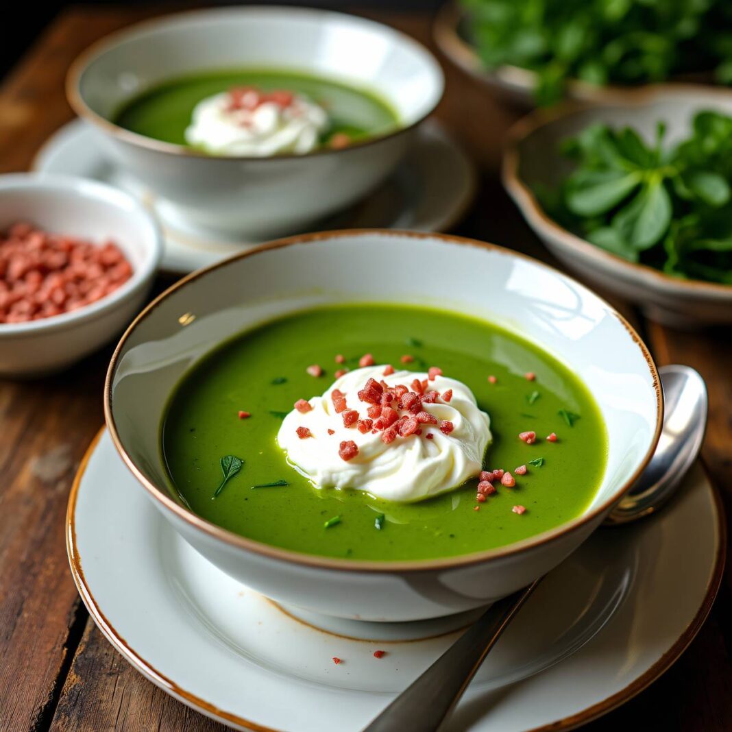 Kresse-Suppe mit Pfeffer-Obershaube Rezept Kresse-Suppe mit Pfeffer-Obershaube Rezept