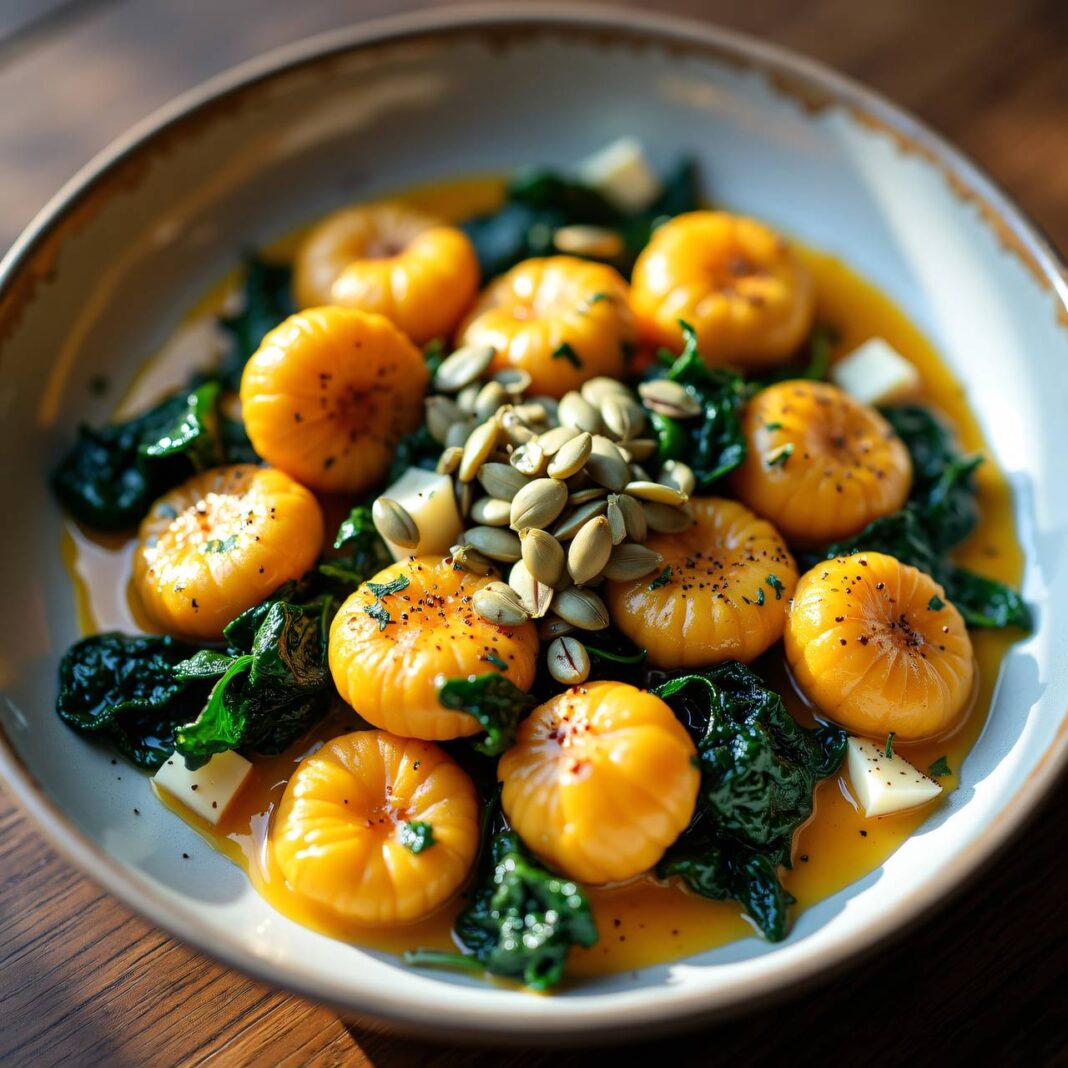 Kürbis-Gnocchi mit Blauschimmelkäse-Sauce Rezept Kürbis-Gnocchi mit Blauschimmelkäse-Sauce Rezept