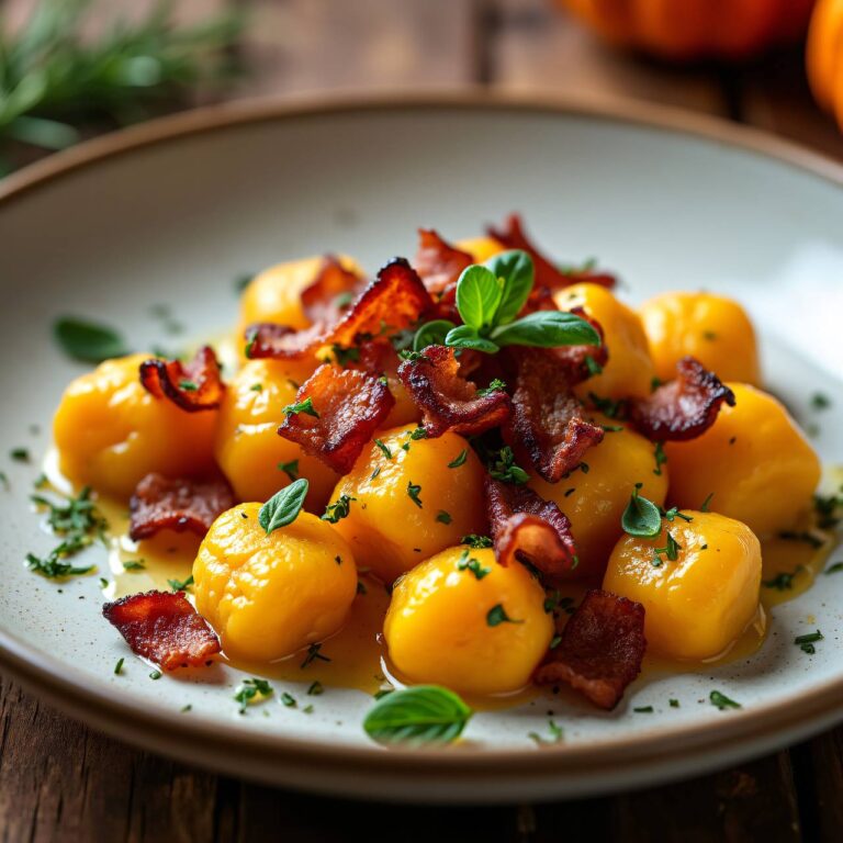 Kürbis-Gnocchi mit Speck und Kräutern Rezept