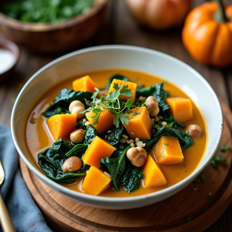 Kürbis-Krautstiel-Curry mit Esskastanien Rezept