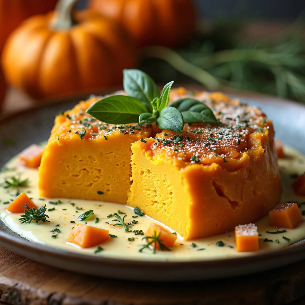 Kürbis-Terrine an Crème-fraîche-Sauce Rezept Kürbis-Terrine an Crème-fraîche-Sauce Rezept
