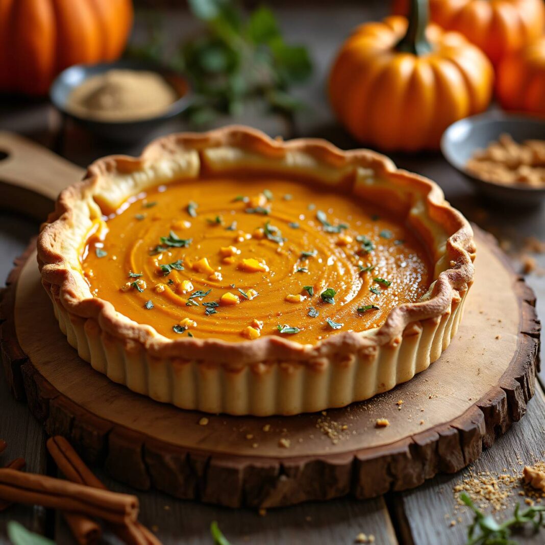 Kürbiskuchen mit salziger Füllung Rezept Kürbiskuchen mit salziger Füllung Rezept