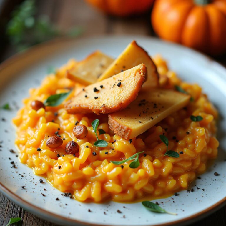 Kürbisrisotto mit gebratenem Käse Rezept