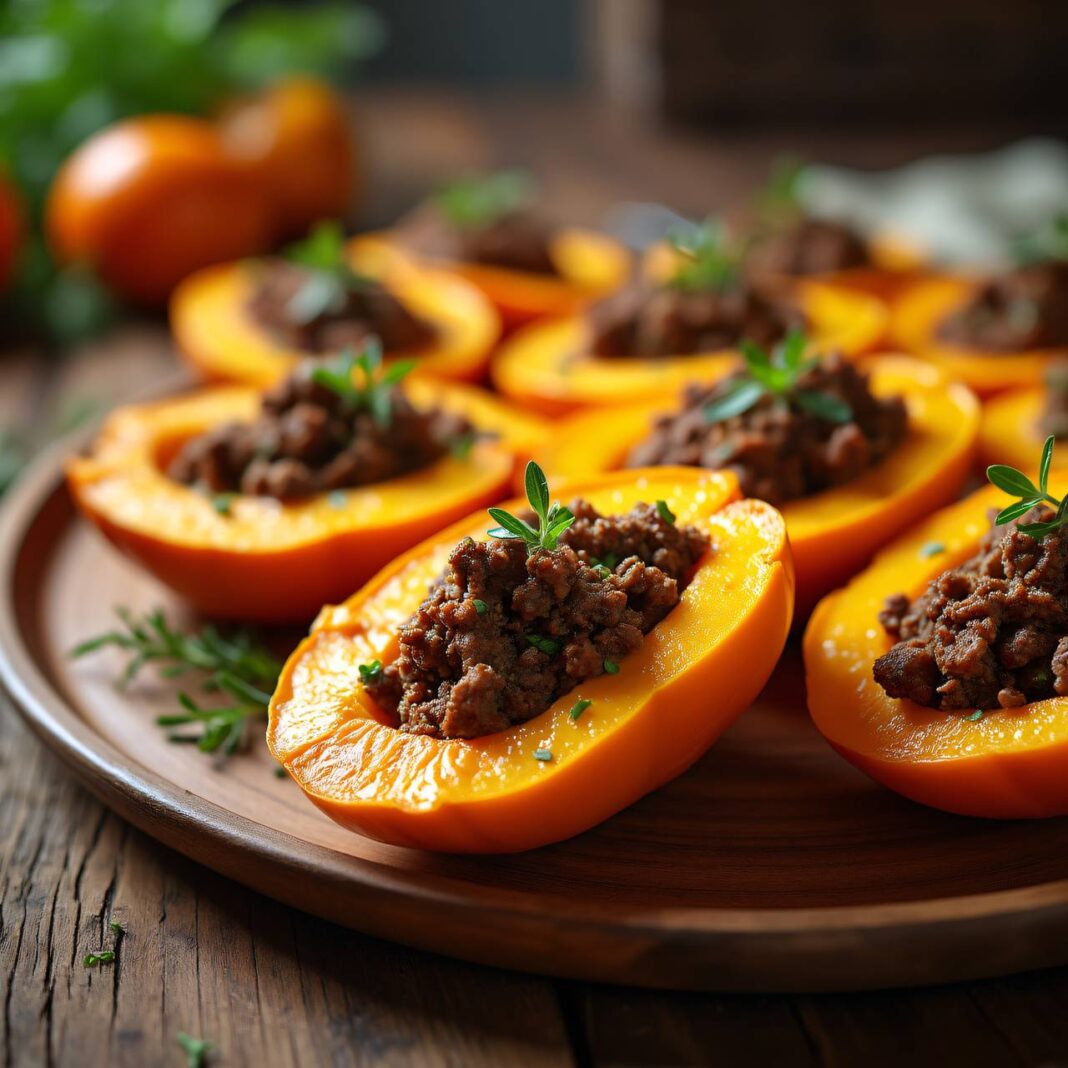 Kürbisschnitze mit Hackfleisch Rezept Kürbisschnitze mit Hackfleisch Rezept