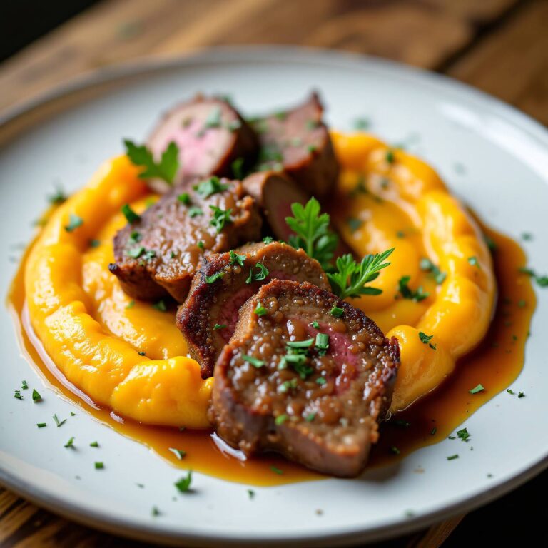 Kürbisstock mit Kalbsgeschnetzeltem Rezept
