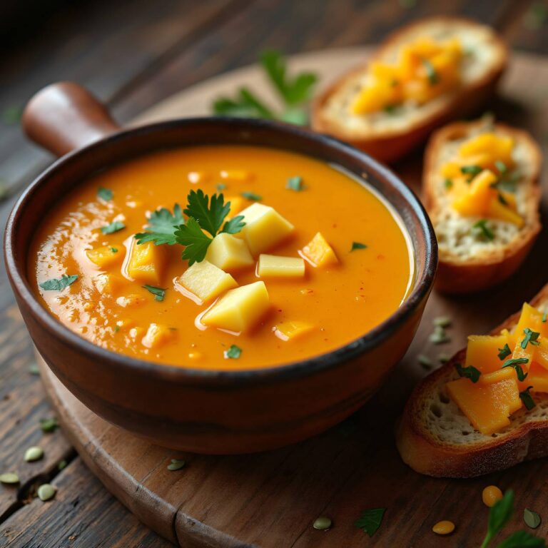 Kürbissuppe mit Käse-Crostini Rezept