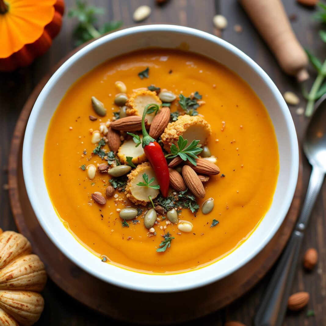 Kürbissuppe mit Makronenhaube Rezept Kürbissuppe mit Makronenhaube Rezept