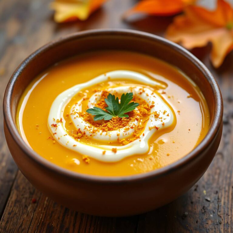 Kürbissuppe mit Safranhaube Rezept