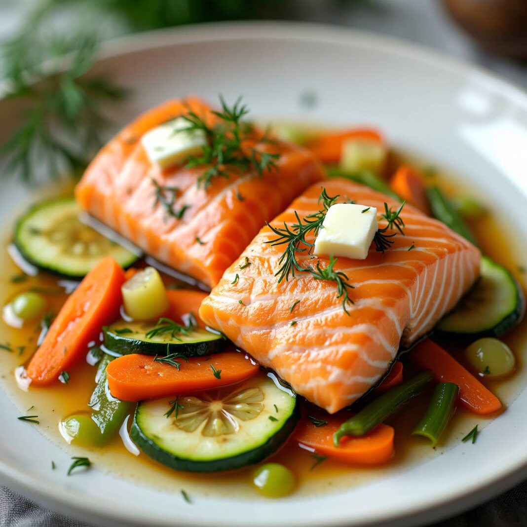 Lachs auf Gemüsebett Rezept Lachs auf Gemüsebett Rezept