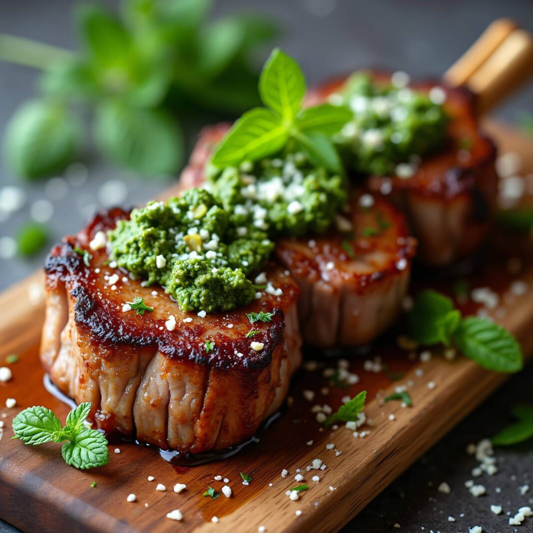 Lamm mit Pfefferminzpesto Rezept Lamm mit Pfefferminzpesto Rezept