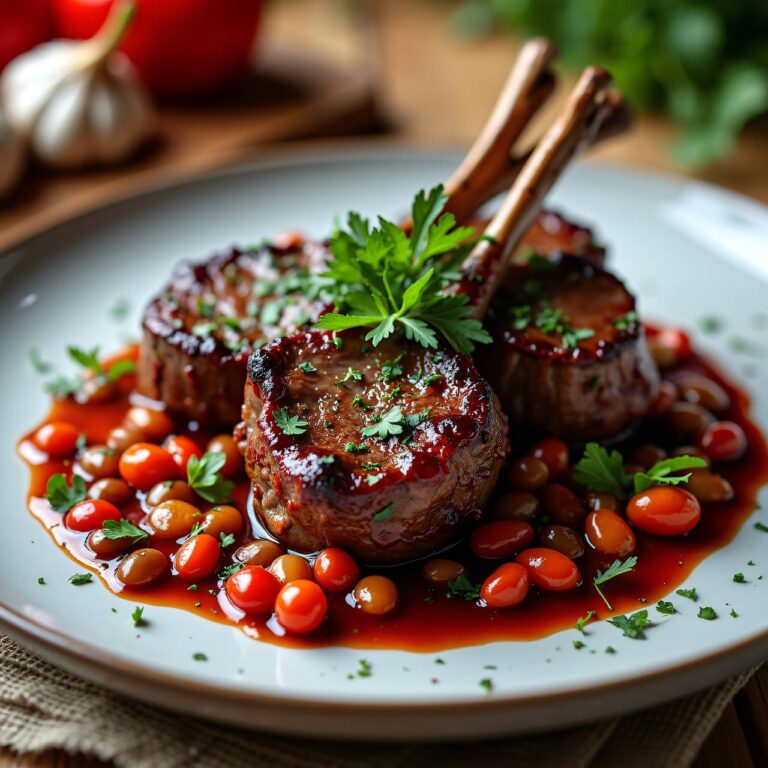 Lammhüftchen an Rotweinsauce Rezept