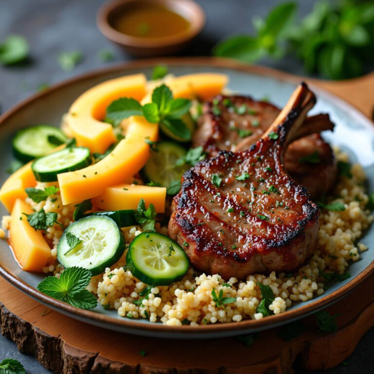 Lammkoteletts mit Couscous-Minze-Salat Rezept