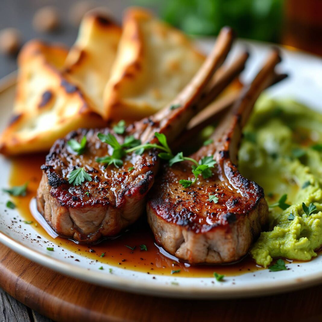 Lammkoteletts mit Kräuter-Hummus Rezept Lammkoteletts mit Kräuter-Hummus Rezept