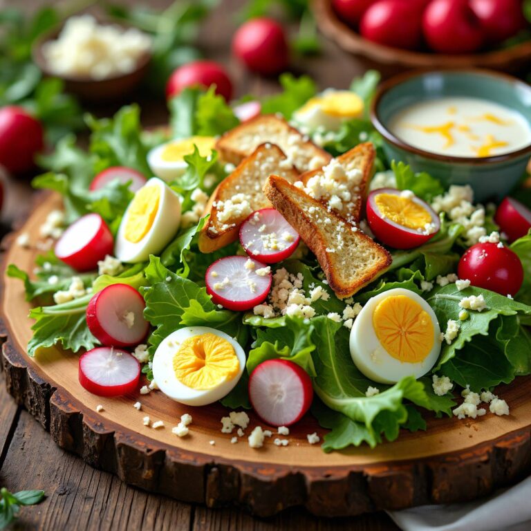 Lattich-Radieschensalat mit Caesar-Dressing Rezept