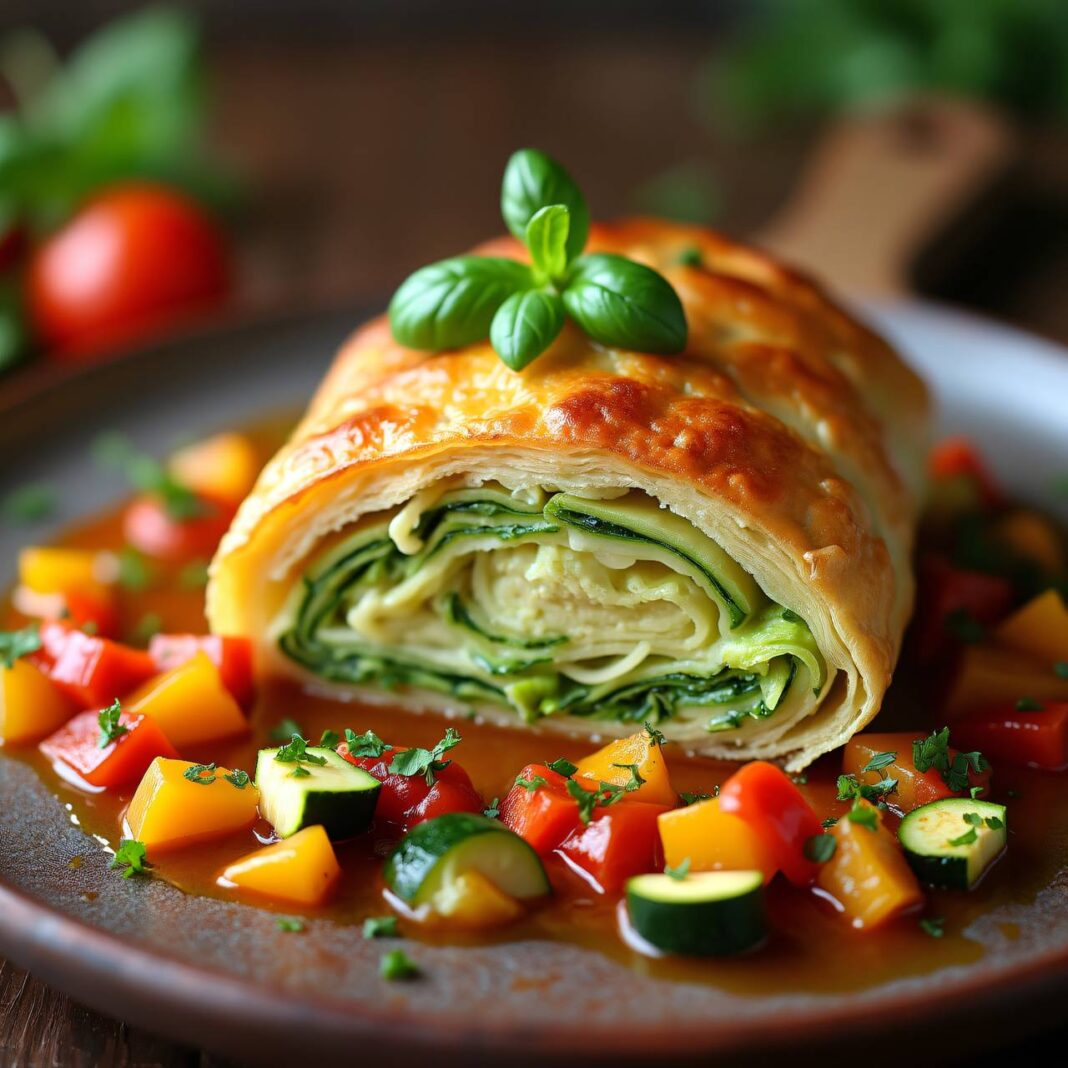 Lattichstrudel mit Ratatouillesauce Rezept Lattichstrudel mit Ratatouillesauce Rezept