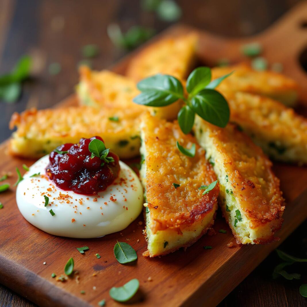 Lauch-Rösti mit Meerrettich-Preiselbeer-Crème Rezept Lauch-Rösti mit Meerrettich-Preiselbeer-Crème Rezept