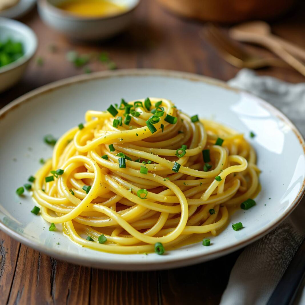 Lauch-Spaghetti mit Safran Rezept Lauch-Spaghetti mit Safran Rezept