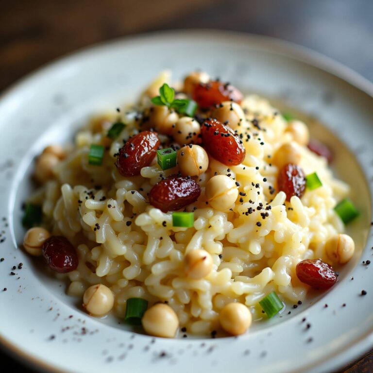 Lauchrisotto mit Haselnüssen und Sultaninen Rezept