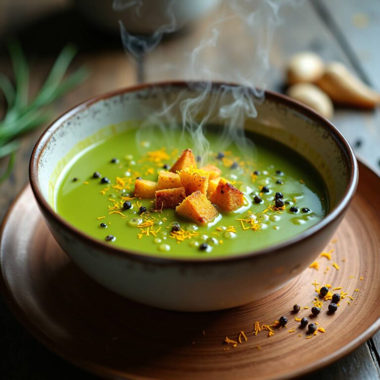 Lauchsuppe mit Safran-Croûtons Rezept