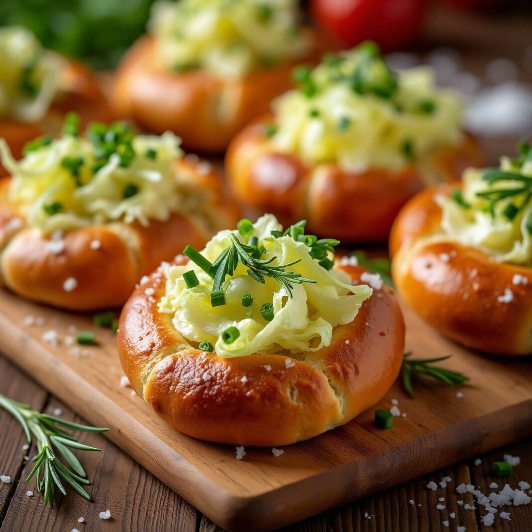 Laugenblumen mit Kräuter-Cremecheese Rezept Laugenblumen mit Kräuter-Cremecheese Rezept