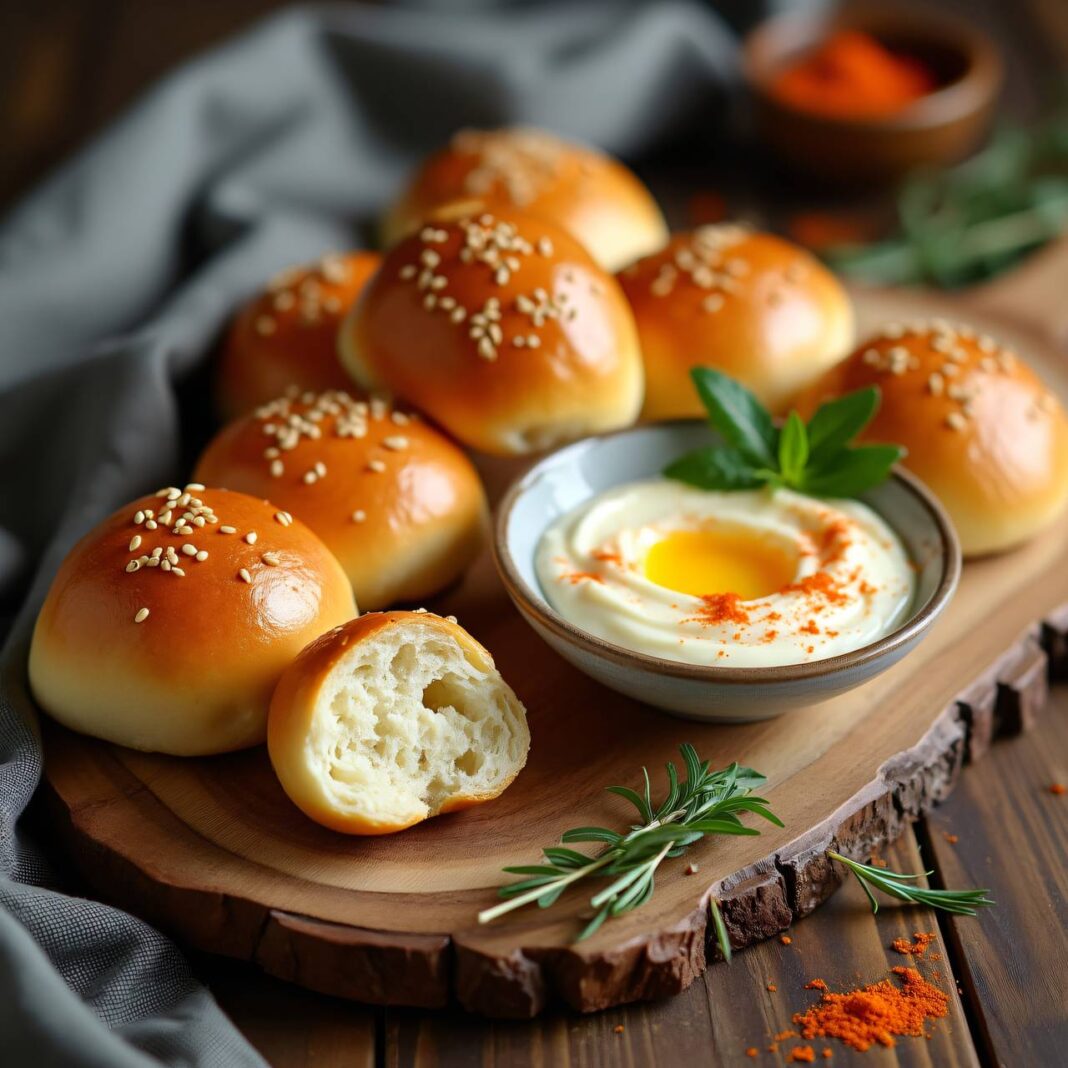 Laugenbrötchen mit Camembert-Dip Rezept Laugenbrötchen mit Camembert-Dip Rezept