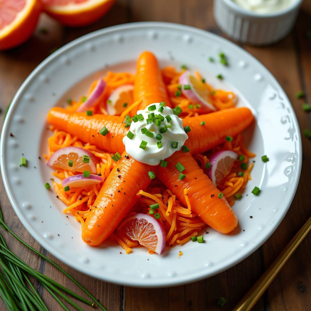Lauwarmer Karottensalat an Zitrussauce Rezept Lauwarmer Karottensalat an Zitrussauce Rezept