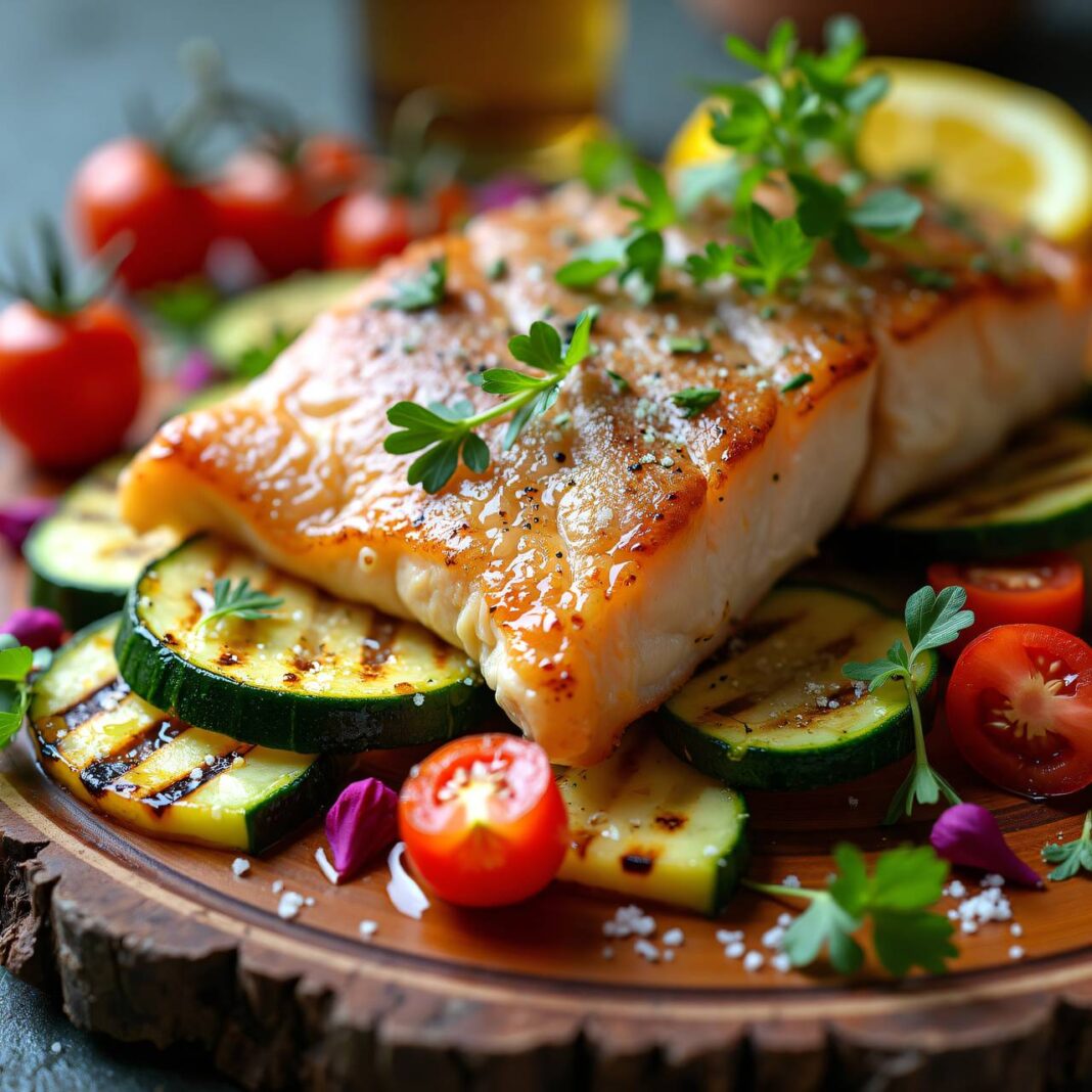 Lauwarmes Gemüse mit Fisch Rezept Lauwarmes Gemüse mit Fisch Rezept