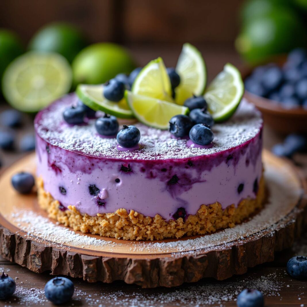 Limetten-Heidelbeer-Cheesecake Rezept Limetten-Heidelbeer-Cheesecake Rezept