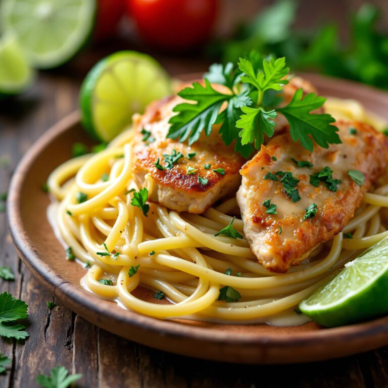 Limetten-Pasta mit Hähnchen Rezept