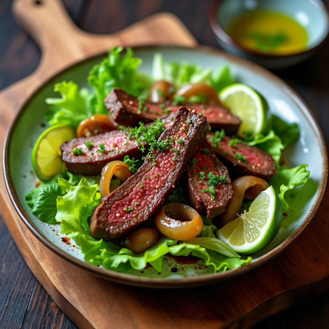 Limetten-Rindsgeschnetzeltes auf Salat Rezept Limetten-Rindsgeschnetzeltes auf Salat Rezept