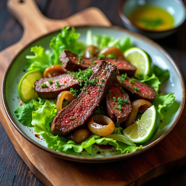 Limetten-Rindsgeschnetzeltes auf Salat Rezept