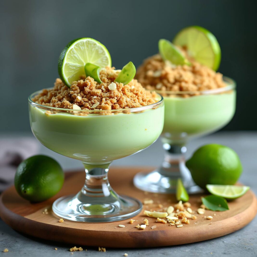 Limettencrème mit Gewürzkeksen-Streusel Rezept Limettencrème mit Gewürzkeksen-Streusel Rezept