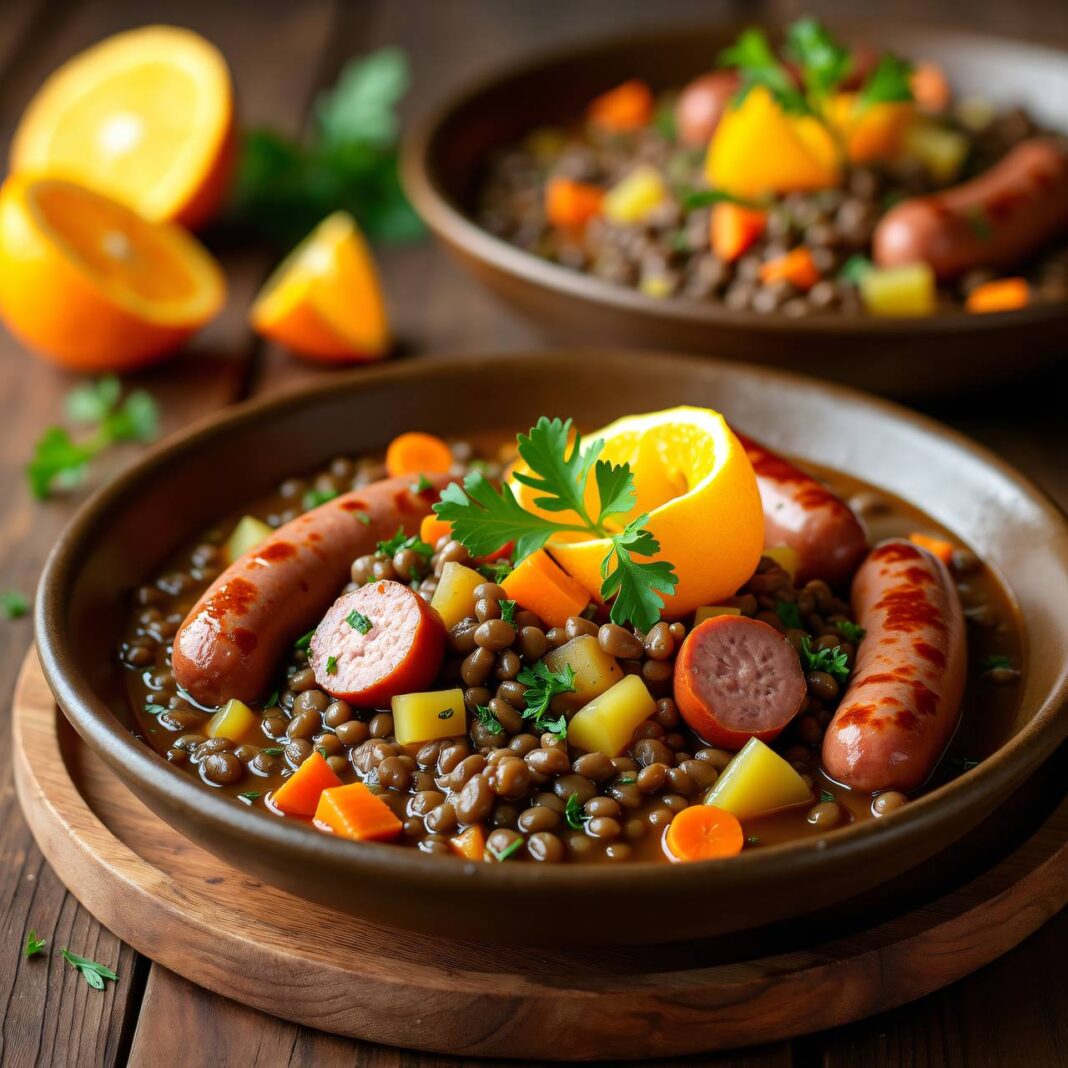 Linsen-Eintopf mit Würstchen Rezept Linsen-Eintopf mit Würstchen Rezept