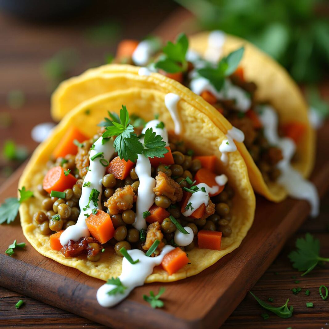 Linsen-Tacos mit Joghurt-Zitronen-Dressing Rezept Linsen-Tacos mit Joghurt-Zitronen-Dressing Rezept