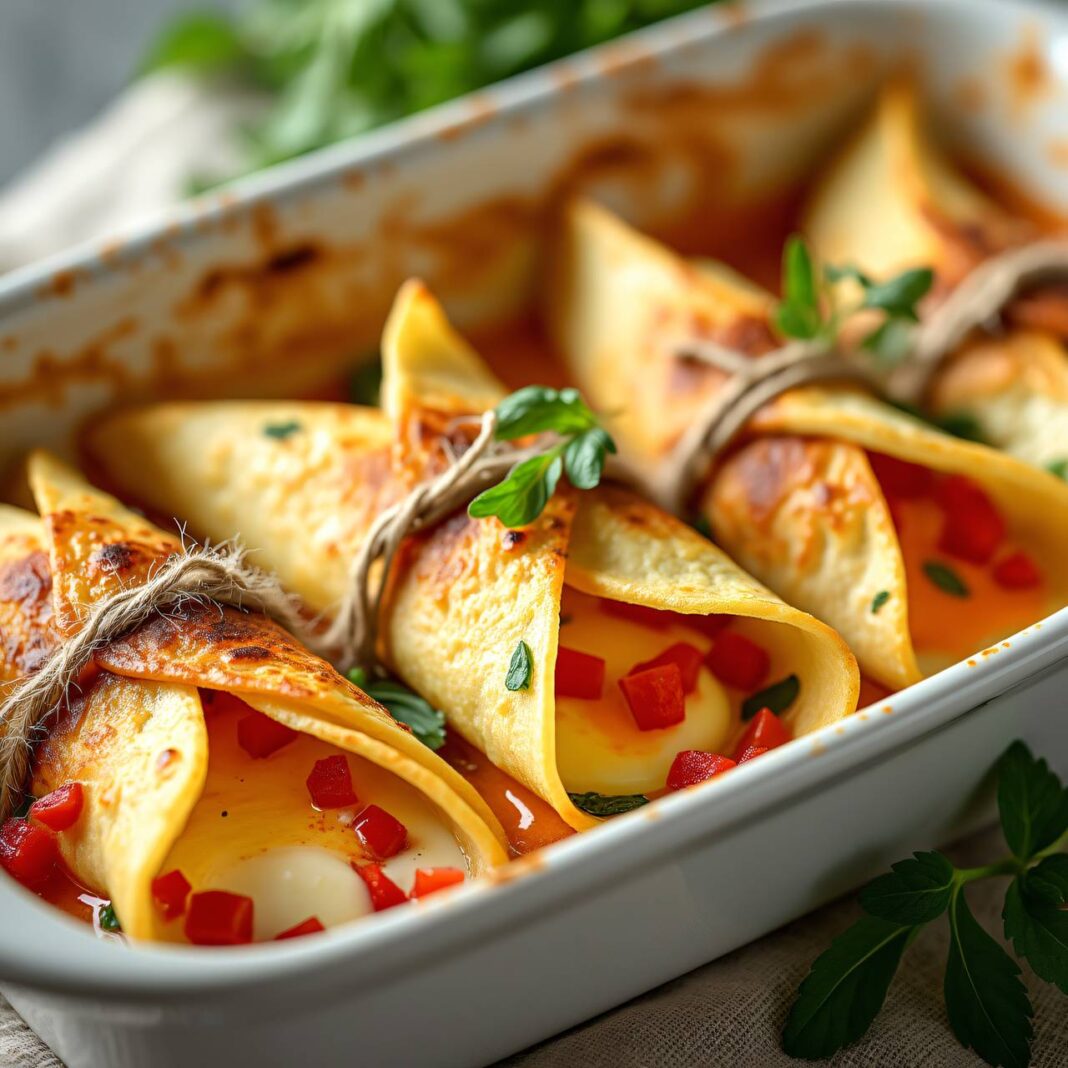 Low-Carb-Crêpes-Säckli mit Käse-Paprika-Füllung Rezept Low-Carb-Crêpes-Säckli mit Käse-Paprika-Füllung Rezept