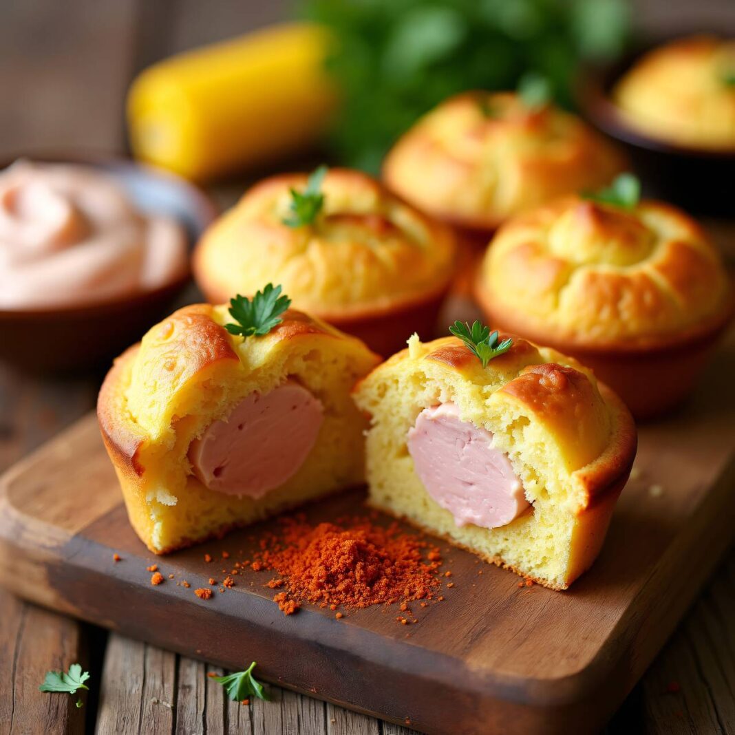 Mais-Muffins mit Schinken-Mousse Rezept Mais-Muffins mit Schinken-Mousse Rezept