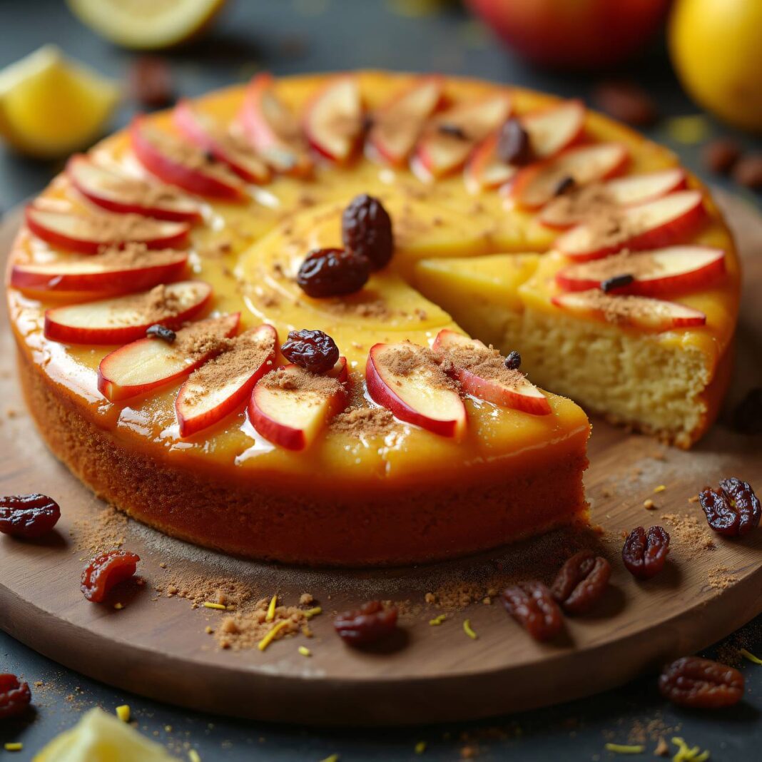 Maiskuchen mit Äpfeln und Rosinen Rezept Maiskuchen mit Äpfeln und Rosinen Rezept