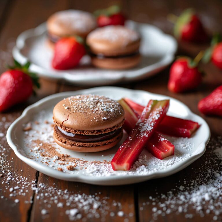 Makronen mit Erdbeeren und Rhabarber Rezept