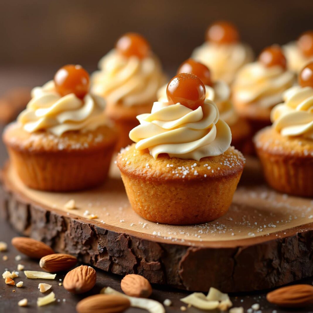 Mandelmuffins mit Caramelperlen Rezept Mandelmuffins mit Caramelperlen Rezept