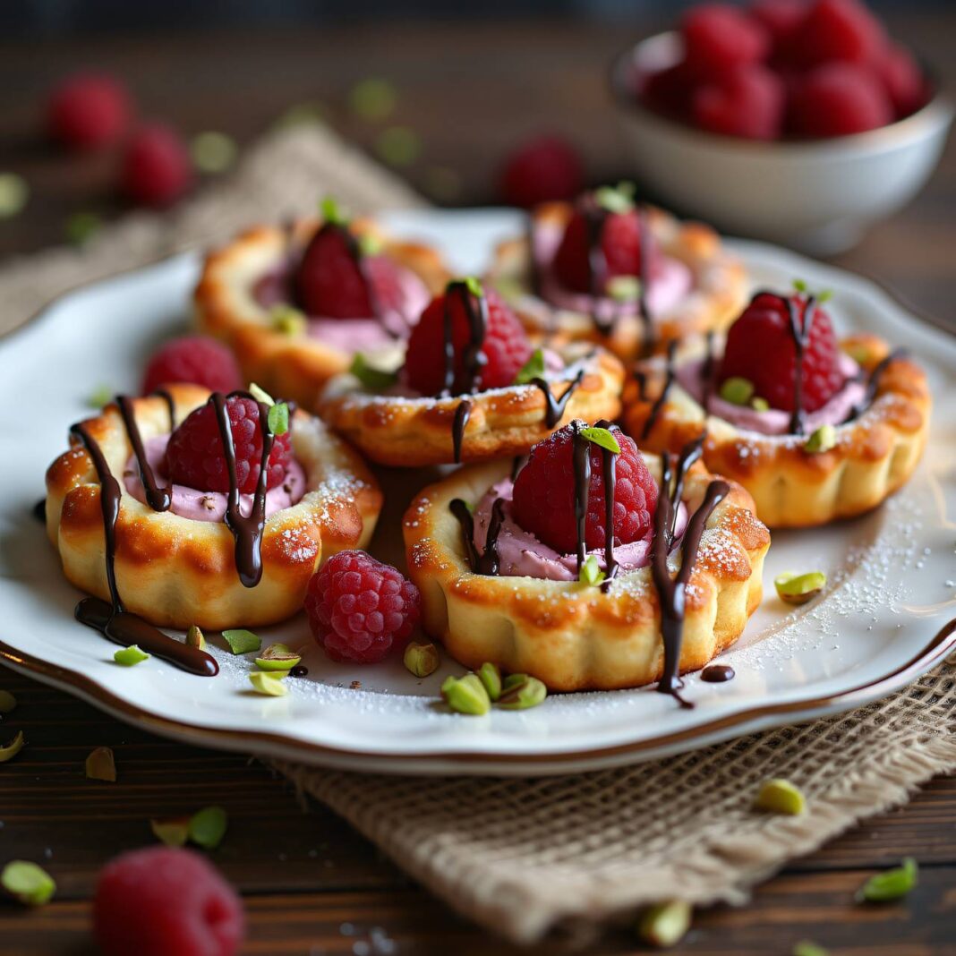 Mandeltörtchen mit Schokoladen-Himbeer-Füllung Rezept Mandeltörtchen mit Schokoladen-Himbeer-Füllung Rezept